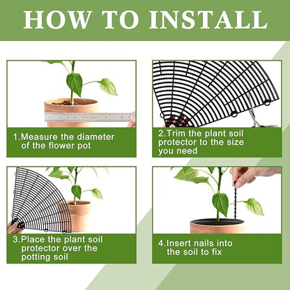 Sawysine 3 Pcs Plant Pot Cover Plant Protector from Animal Flower Pot Grid with Center Cutout Flower Cover Soil Protectors(Black,20.5 in)