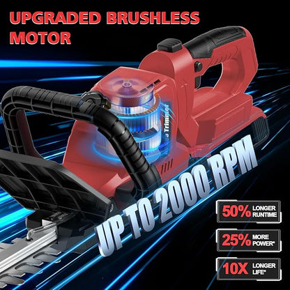Cordless Hedge Trimmer Compatible with Milwaukee M18 Battery, 20-Inch Electric Hedge Trimmer, Battery Powered Brushless Bush Trimmer, 2/3'' Cutting Capacity, Lightweight & Rotatable Handle(No Battery)