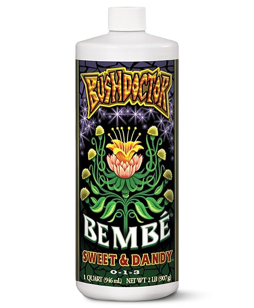 FoxFarm Bush Doctor Bembé Sweet & Dandy Liquid Plant Fertilizer - Boosts Plant Sweetness & Soil Microbes, Complex Nutrient Blend - 0-1-3 PK Fertilizer for In-Ground & Hydroponic Gardens - 1 Quart