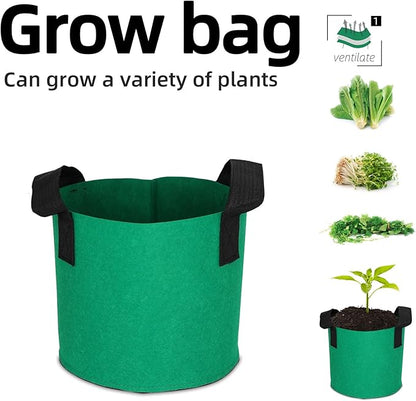 Grow Bags,Growing Pot Bags Garden Grow Bag Indoor Outdoor Fabric Aeration Plant Pot Container Flower Vegetable Pouch (Dark Green,1 Gallon)