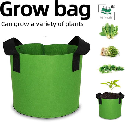 Grow Bags,Growing Pot Bags Garden Grow Bag Indoor Outdoor Fabric Aeration Plant Pot Container Flower Vegetable Pouch (Green,10Gallon)
