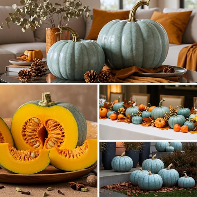 Exotic Blue Pumpkin Seeds | 10 Seeds Packet | Blue Jarrahdale Pumpkin | Beautiful Slate Color for Fall Décor & Baking | Easy Heirloom Seeds