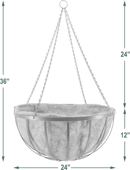 Arcadia Garden Products Round Hanging Planter Basket with Coco Liner 24 Inch