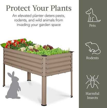 Best Choice Products 48x24x30in Galvanized Raised Garden Bed, Metal Elevated Planter Box, Vegetable Garden for Backyard, Patio, Balcony - Taupe