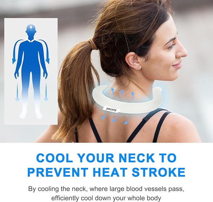 2-Pack Reusable Neck Cooling Tubes with Insulated Bag – Fast Freeze Ice Neck Wraps for Hot Weather, Sports & Outdoor Use, Eco-Friendly Ice Ring for Instant Cooling Relief Size M (White, Set of 2)