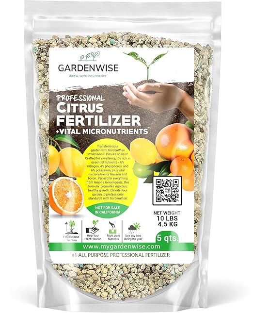 Professional Citrus Fertilizer + Vital Micronutrients; Perfect Balanced NPK for All Citrus; for Indoor and Outdoor Plants; Orange, Lime, Avocado and Lemon Tree Fertilizer (5 QUARTS)