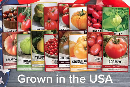 Gardeners Basics, Tomato Seeds for Planting 16 Variety Pack Heirloom Tomato Seeds, Tiny Tim, Cherry Tomato Seeds, Beefsteak Seeds, Roma Tomato Seeds, Determinate and Indeterminate and More, Non GMO