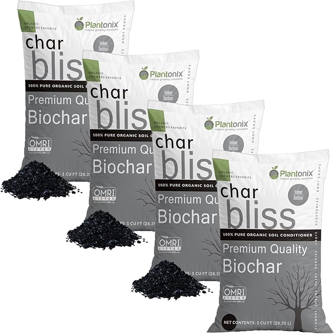 Char Bliss (4 Cubic Ft) - Organic Biochar for Plants - OMRI-Listed Biochar Soil Amendment Organic - Horticultural Charcoal for Plants, Gardening, & Potting Soil - 100% Natural and Renewable Bio Char