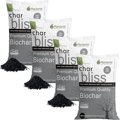 Char Bliss (4 Cubic Ft) - Organic Biochar for Plants - OMRI-Listed Biochar Soil Amendment Organic - Horticultural Charcoal for Plants, Gardening, & Potting Soil - 100% Natural and Renewable Bio Char
