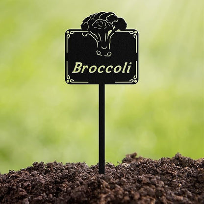 Metal Seed & Plant Labels - Plant Markes for Seedlings-Plant Tags for Pots - Garden Signs for Vegetable - Durable Markers for Plants Outdoor Waterproof - Garden Decor for Farmhouse(Broccoli)