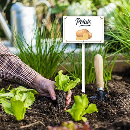 Boylee 8x12inch Aluminum Garden Signs for Vegetables, Potatoes, Herbs & Flowers with Stake and Mounting Hardware