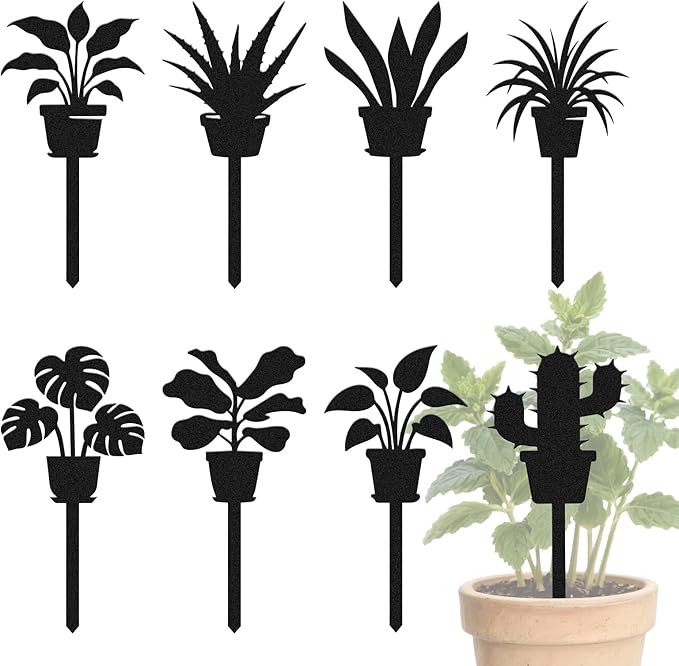CUTHOLLOW 8PCS Metal Plant Markers Stakes Potted Plants for Outdoor Indoor, 3.5"x7" Waterproof Cute Garden Plant Labels Signs Tags for Farmhouse Greenhouse Decor - Funny Gardening Gifts