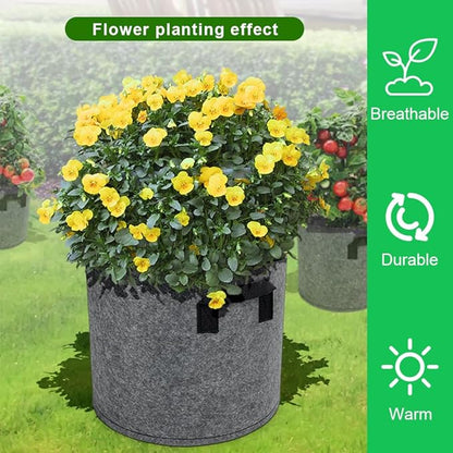 5pcs Grow Bags, Premium Nonwoven Aeration Fabric Planting Pots with Handles, Thickened and Heavy Duty for Vegetables Flowers Fruits, Indoor & Outdoor Gardening Nursery (7 Gallon)