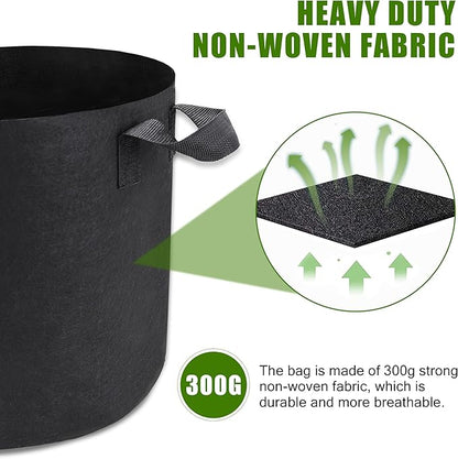 24-Pack 5 Gallon Grow Bags, Heavy Duty Aeration Fabric Pots with Handles for Garden and Planting, Pots for Plant