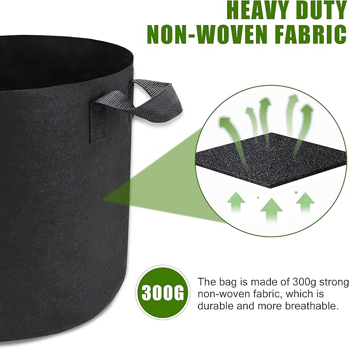 12-Pack 7 Gallon Plant Grow Bags, Heavy Duty Aeration Fabric Pots with Handles for Garden and Planting
