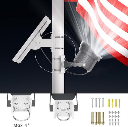 Ofuray Solar Flag Pole Light - Upgrade Big Solar Light for Outdoor Flagpole, Dusk to Dawn with Remote Control, Fits 0.5"-4'' Diameter