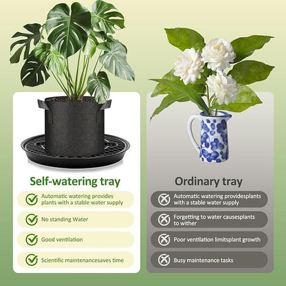 4 Pack Self-Watering Base for Fabric Pot,Auto-Irrigation Water Delivery System,14Inch Plastic Plant Saucer Stand for for Indoor-Outdoo and Grow Tents Greenhouses