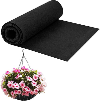 12x80 Inch Planter Liner Roll Fabric Planter Basket Liner Non Woven Black Felt Window Box Liners Coconut Fiber Liner Roll Replacement Hanging Basket Reusable for Plants Flower Outdoor Indoor Garden