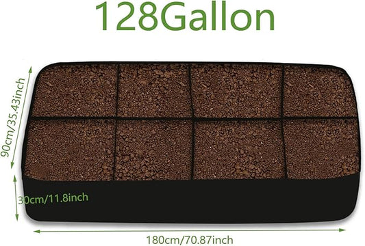 128 Gallon Breathable & Durable Fabric Grow Bags - 3x6FT Heavy Duty Nonwoven Fabric Pots for Indoor Outdoor Vegetable and Flower, Perfect for Spring and Summer Gardening