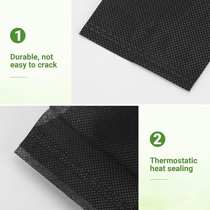 GREANER 100 PCS Nursery Bags, 6.3x5.7 Inch Biodegradable Seed Starter Pots, Plant Grow Bags for Plant, Tree, Flower, Seedling, Vegetables (Black)