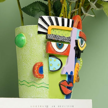 Mint Green Abstract Face Planter Pot/Picasso Flower Pot, Unique Head Planters for Indoor Plants, Abstract Face Decor, Picasso Pots for Home Decor (Large)
