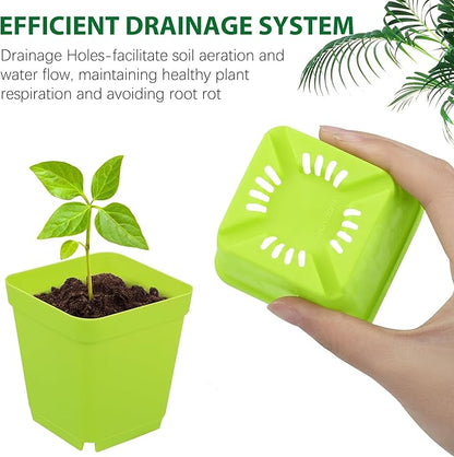 120 Pack Mini Plastic Planters 3 Inch Flower Seedling Nursery Pots with Pallet Colorful Square Flower Plant Pots Seed Starting Pots with Labels and Tools for Home Garden Flowers Plants,6 Colors
