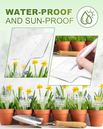 eZAKKA Acrylic Plant Labels, 12pcs Plant Tags Markers Around Hanging Garden Markers Labels Tree Tags Sticks for Seedlings Outdoor Garden Waterproof