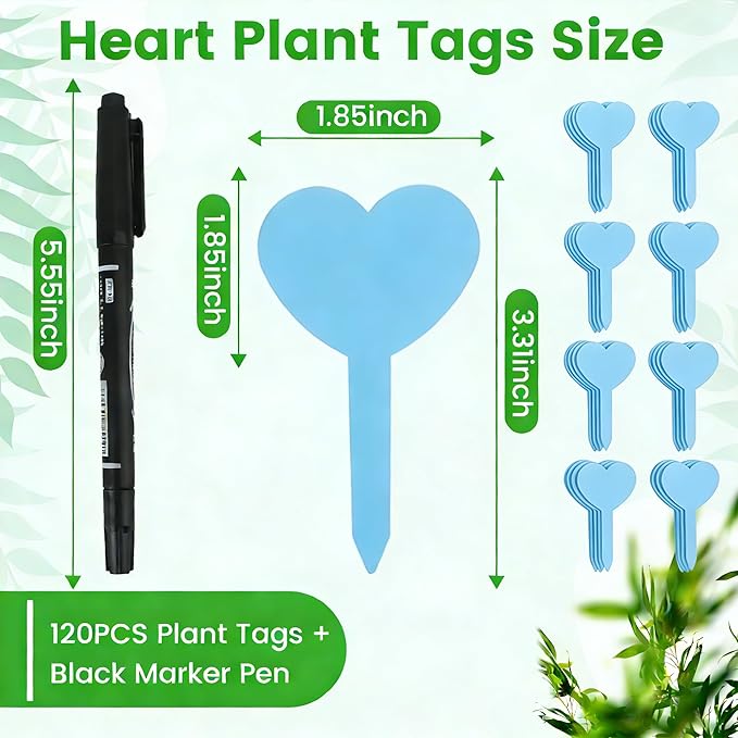 Platic Plant Markers 120PCS Plant Tags with Black Pen Garden Markers for Plants Outdoor Garden Labels Outdoor Waterproof Gardening Essentials Herb Signs Blue Seed Marker Gifts for Gardeners