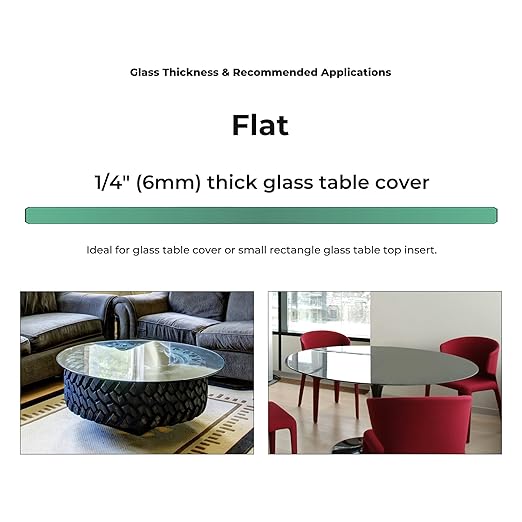 Custom Cut Round Glass Table Top 1/4" Thick - Clear Tempered Glass Cut to Size - Replacement for Table Tops with Flat Edge