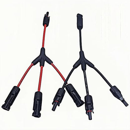 1 Pair Solar Y connectors 1 to 3-Turn Waterproof Parallel Solar connectors, 10AWG tinned Copper Solar Panel Cable Plug connectors (M/FFF and F/MMM)