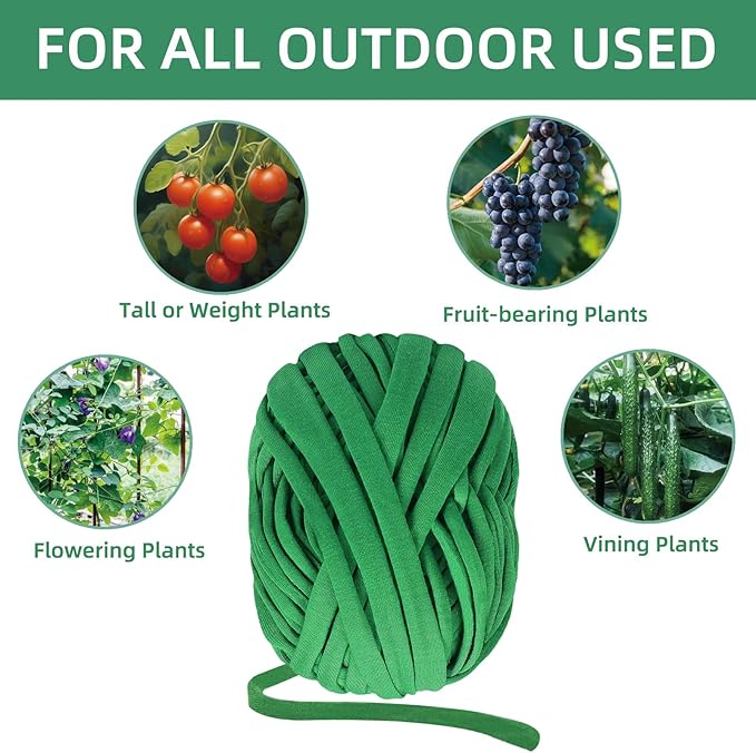 2 Packs Garden Twine, Soft Plants Ties, Green Garden String for Climbing Plants, Vines Plant, Tomatoes, Flowers, Roses Plant Support (98FT/Roll, Total 196FT)