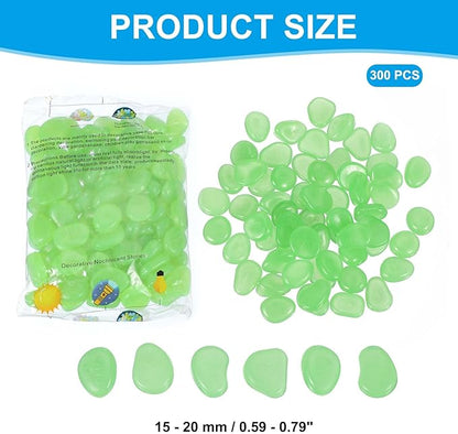 PATIKIL Glowing Stones, 300 Pcs Glow in The Dark Rocks for Indoor Outdoor Fish Tank Decorations Garden Yard Landscaping Gifts for Friends, Green