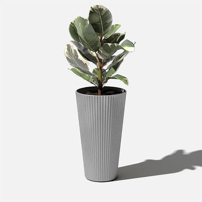 Veradek Demi Series Tall Planter for Porch, Patio, Backyard | Durable Plastic-Concrete Material | Modern Décor for Tall Plants, Grasses