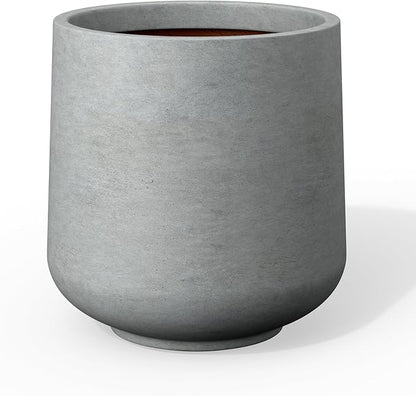 Kante 8.2" Dia Round Concrete Planter, Outdoor Indoor Large Plant Pots Containers with Drainage Hole and Rubber Plug for Home Garden Patio, Natural Concrete