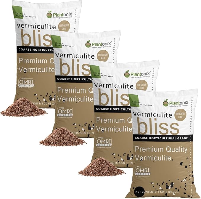 Vermiculite Bliss (4 Cubic Ft) - Organic Vermiculite for Gardening - Natural Soil Amendment - Bulk Vermiculite for Plants, Potting Soil, & Seed Starting - Mixes with Garden Soil & Perlite for Plants