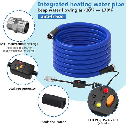 KORVOS 30FT RV Heated Drinking Water Hose, Lead-free,BPA Clean and Safe Heating Water Hose, Heated Hose with Insulation Sponge Anti-freeze and Leak-proof, Heater Garden Hose Suitable for RV&Camping