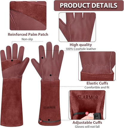 Long Gardening-Gloves Women/Men-Thorn proof Rose Pruning Heavy Duty Gauntlet, Best Garden Gifts for Gardener-XS