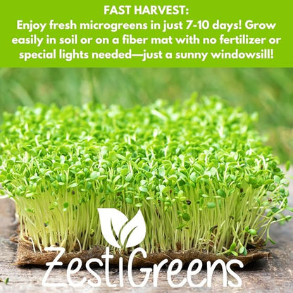 10 Variety Pack Microgreens Seeds - Broccoli, Sunflower, Pea, Salad Mix, Daikon Radish, Kale, Amaranth, Spicy Salad, Red Cabbage, & Arugula. Grow Your own Microgreens with These Organic Seeds.