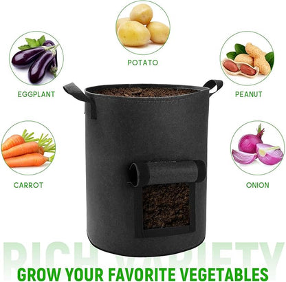 4 Pack 10 Gallon Potato Grow Bags with Flap and Handles, Heavy Duty Fabric Pots for Planting Potato,Carrots