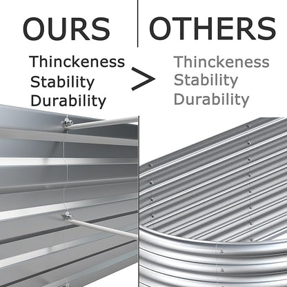 8x4x1ft(2 PCS) Galvanized Raised Garden Bed,Outdoor Planter Box Metal Patio Kit Planting Bed for Vegetables Flowers Herb,Silver