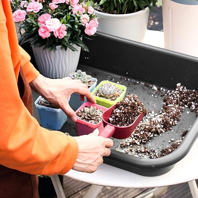 Luwint Garden Tidy Potting Tray, Plant Reportting Tray for Indoor Transplanting Gardening Planting Accessories Large Succulent Table (Black)