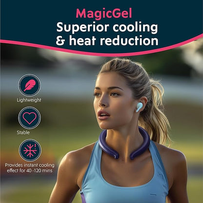 Magic Gel Neck Ring Coolers - Wearable Cooling Ice Pack for Necks - Reusable Cool Body Cooler Tube - Cold Gel Wrap Ice Packs Perfect for Outdoor Use - Pack of 2 - Navy and Pink