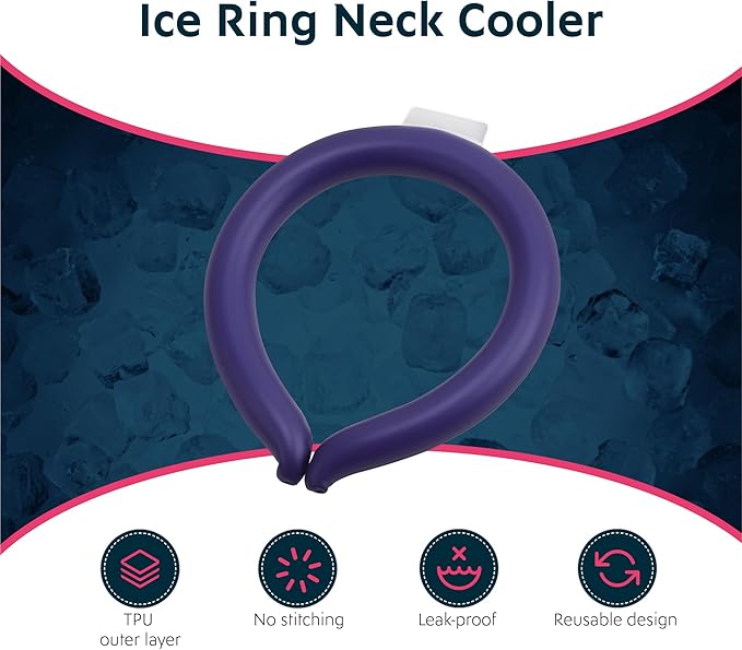 Magic Gel Neck Ring Coolers - Wearable Neck Cooling Ice Pack - Reusable Cool Body Cooler Tube - Cold Gel Wrap Ice Packs for Necks - Perfect for Athletes or Outdoor Workers - Navy