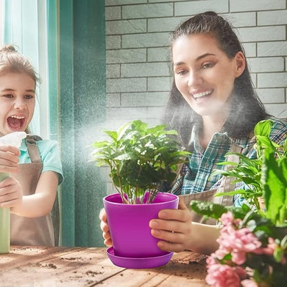 Tosnail 24 Pack 4" Small Plastic Plant Flower Pot with Saucers, Seedlings Nursery Pots Planter with Pallet Planting Gardening Containers - Assorted 8 Colors