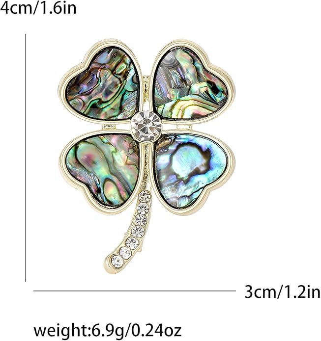 St.Patrick's Day Brooches for Women Dainty Crystal Four Leaf Lapel Pin Shamrock Hat Brooch Pins Irish Enamel Brooches Irish Holiday Costume Accessory Jewelry