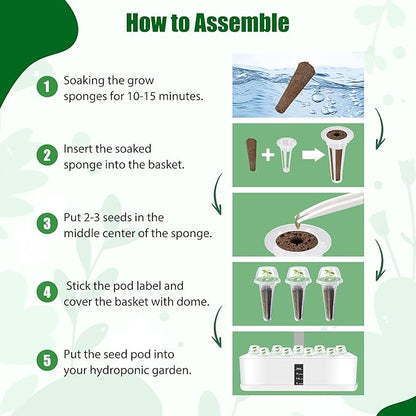 Mixed Greens Seed Pods Kit for Hydroponic, 12 Pods Grow Anything Hydroponics Kit for Indoor Garden, Hydroponics Supplies with 12 Grow Sponges, 12 Plant Baskets, Lettuce Seeds - 12 POD