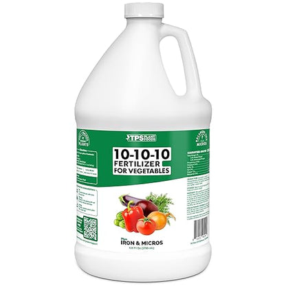 Liquid 10-10-10 Fertilizer for Vegetables, Triple Ten NPK Plus Iron and Micros, Liquid Plant Food 128 oz (1 Gallon)