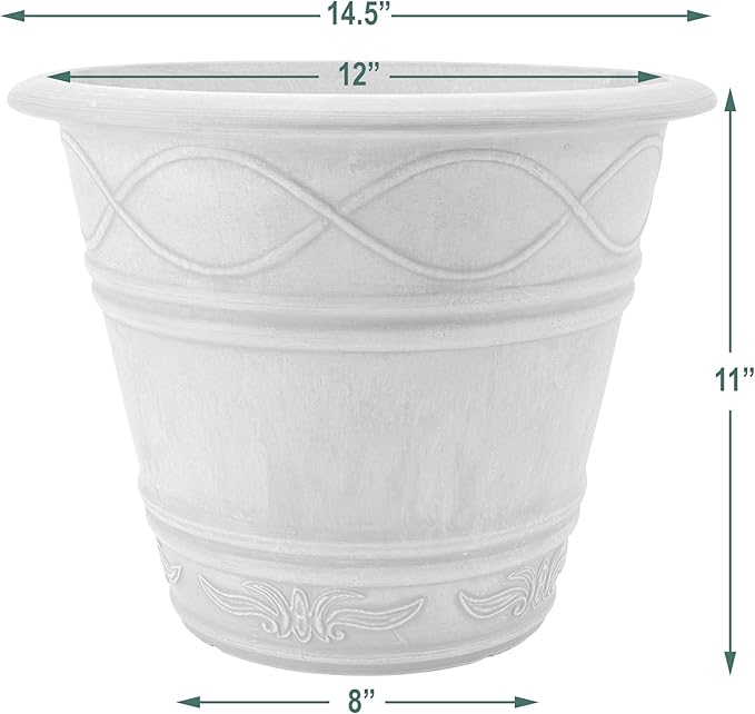 PSW Pot Collection Western Weave Planter Pot for Indoor and Outdoor Plants and Gardens, 14.5-inch, Dark Charcoal