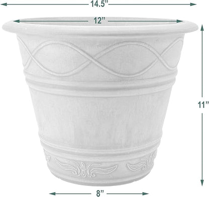 PSW Pot Collection Western Weave Planter Pot for Indoor and Outdoor Plants and Gardens, 14.5-inch, Dark Charcoal