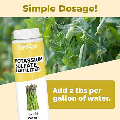 Potassium Sulfate Fertilizer, Premium Potassium and Sulfur Plant Nutrient Blend, 8 oz (250mL)